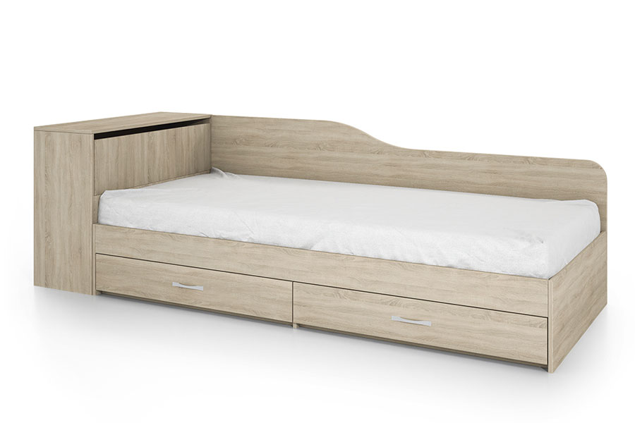 Κρεβάτι μονό με συρτάρια 82/190, ΔΩΡΟ Ορθοπεδικό στρώμα, 1212005 Σόνομα, 228x71x87 εκ., Genomax